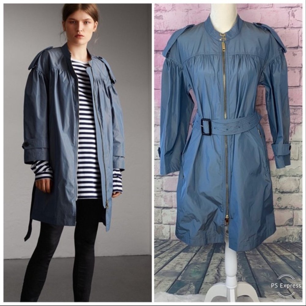NWT Burberry stone blue trench coat belted Size 4